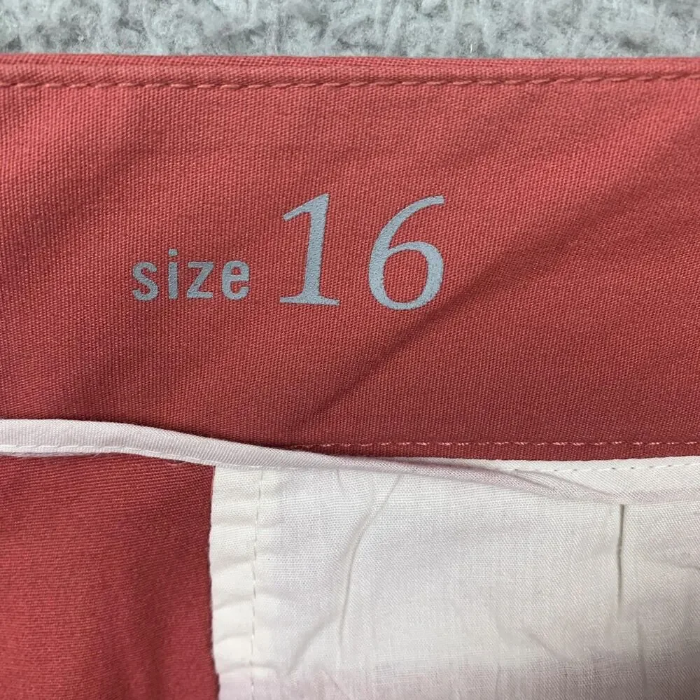 J.Crew Frankie Shorts Womens 16 Pink Chino Twill Stretch Bermuda Flat Front